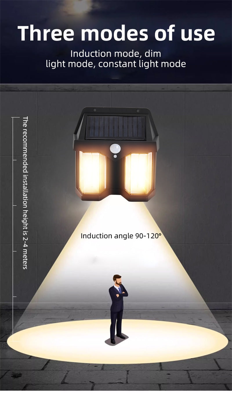 Dual Solar Motion Sensor Light Waterproof IP65 with Remote for Outdoor Home Garden Wall Compound Entrance Automatic Lamp