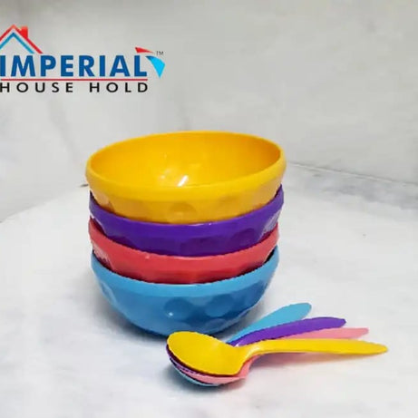 4 Pcs Bowls with Spoons in Multicolor for Snacks and Baby Feeding