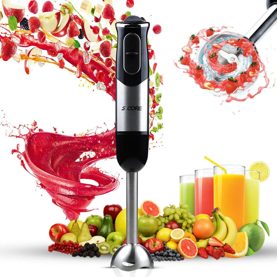 Immersion Hand Held Blender Stick with Food Grade Stainless Steel Blades for Perfect for Smoothies, Puree Baby Food &amp; Soup