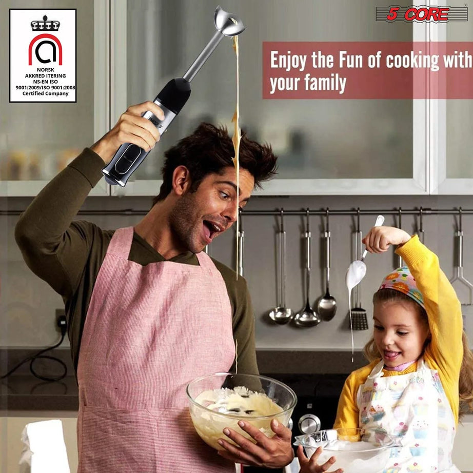 Immersion Hand Held Blender Stick with Food Grade Stainless Steel Blades for Perfect for Smoothies, Puree Baby Food &amp; Soup