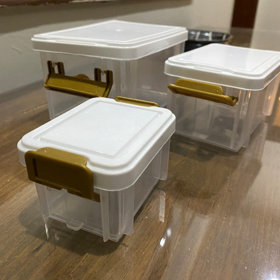 3pcs Stackable Aroni Storage box For Jewellery, Makeup, Tools, Food, Office Use