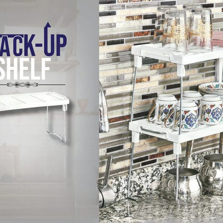 Shelf Organizer and Stack Up Rack for Kitchen or Home Use