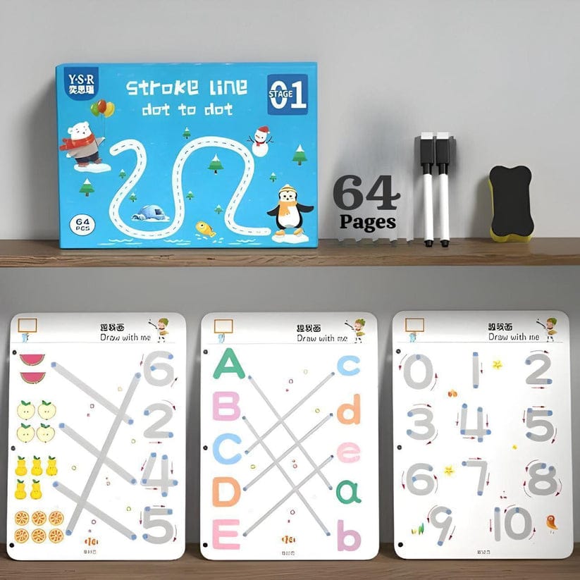 Stroke Line Dot To Dot Toddler Erasable Paper Training Book Pen Control For Kids