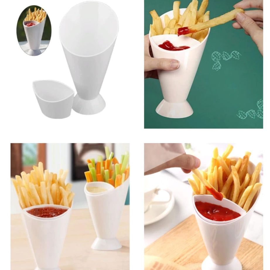 Potato French Fries Chips Carrying Holder with Dipping Container For Home and Outdoor Use