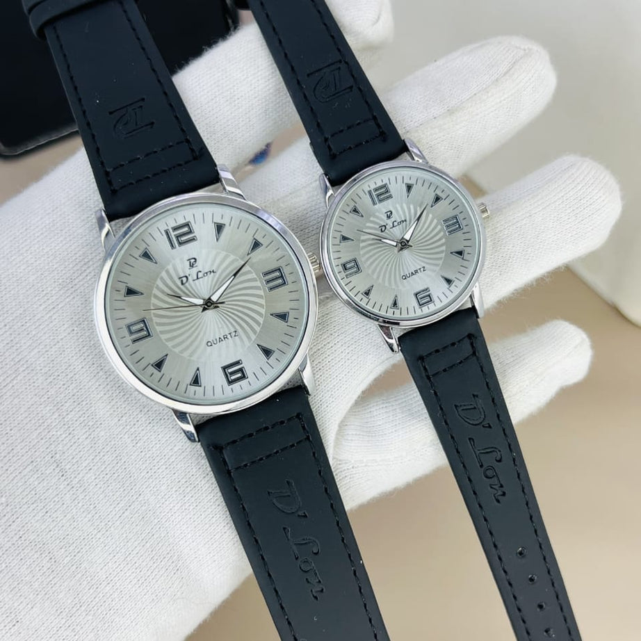 (Pack of 2) D Com Quartz Stainless Steel Clock Dial Analog Wristwatch For Men and Women