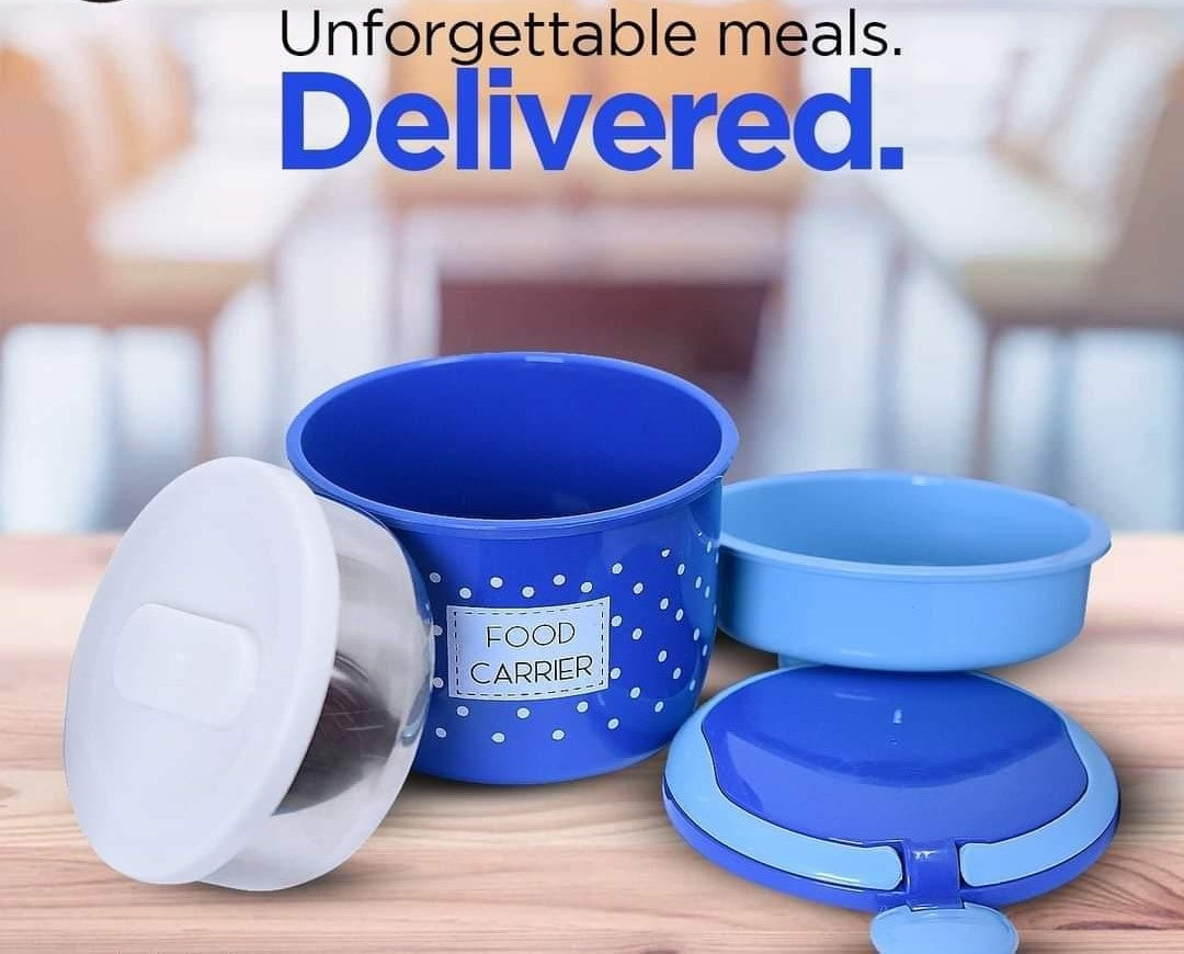 Plastic Food Career Double Layer Tiffin Lunch Box With Under Mini Steel Box for Food Storage