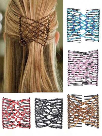 (Pack of 3) Creative Magic Hair Comb Elastic Rope Disc Clip Headwear Fashion For Women
