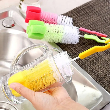 (Pack of 4) The Baby Bottle Brush Wash Bottle Nipple Brush Tool Sponge Cleaning Kit For Kitchen