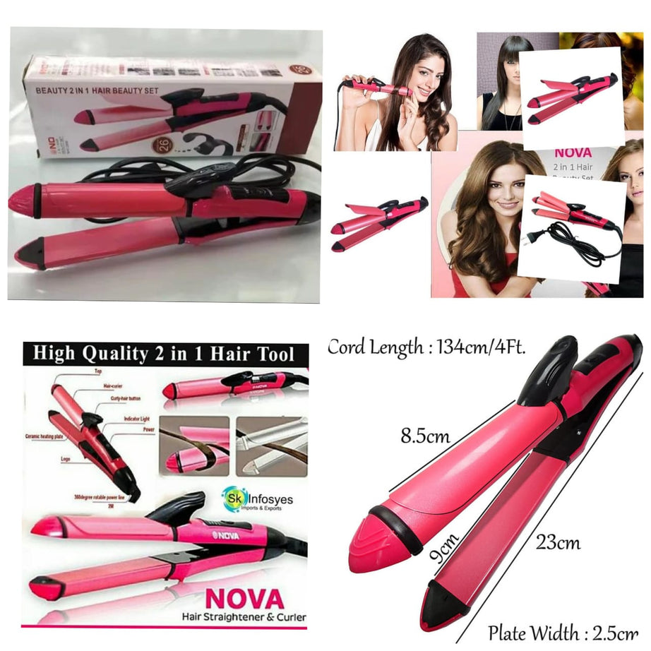 2 in 1 NOVA NHC 2009 Hair Curler and Straightener For Women
