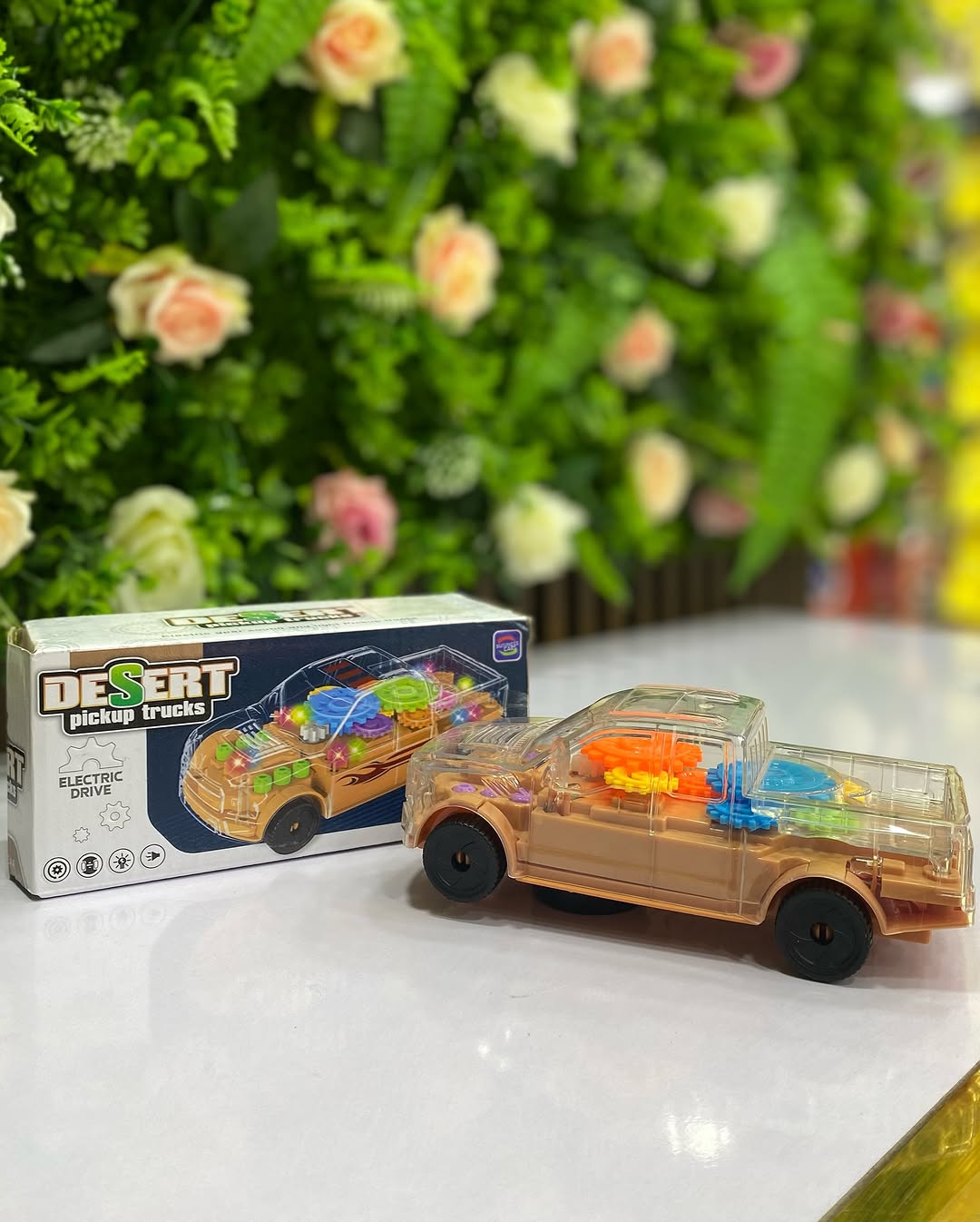 Desert Pickup Truck Transparent Gear Police Car Toy With Lights and Music For Kids