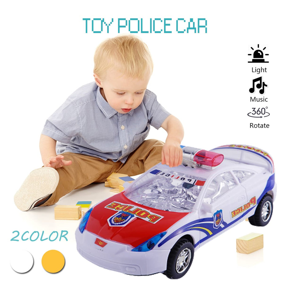 Electric Alloy Simulation Police Car Diecast Model Toy with LED Light and Music For Kids with Box