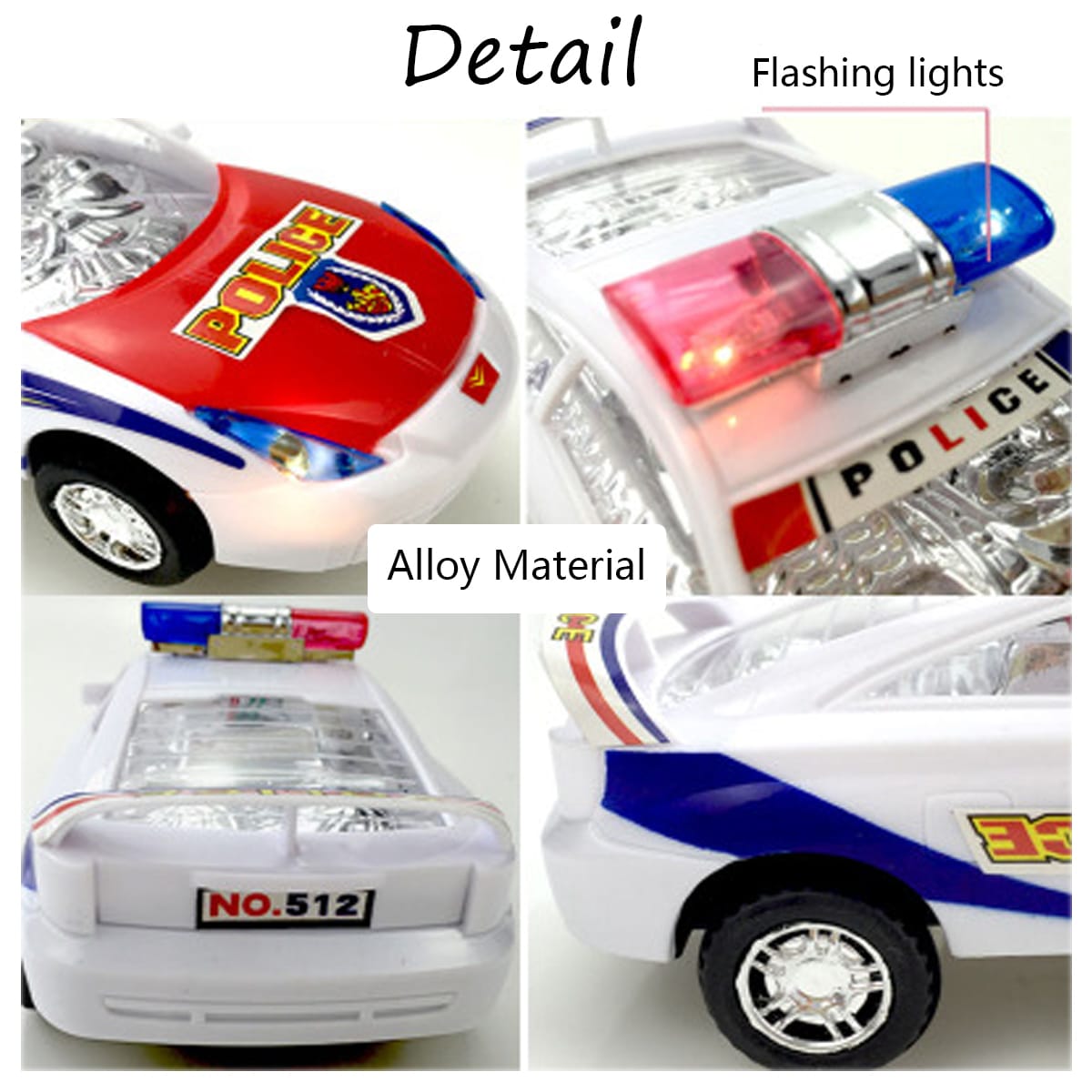 Electric Alloy Simulation Police Car Diecast Model Toy with LED Light and Music For Kids with Box