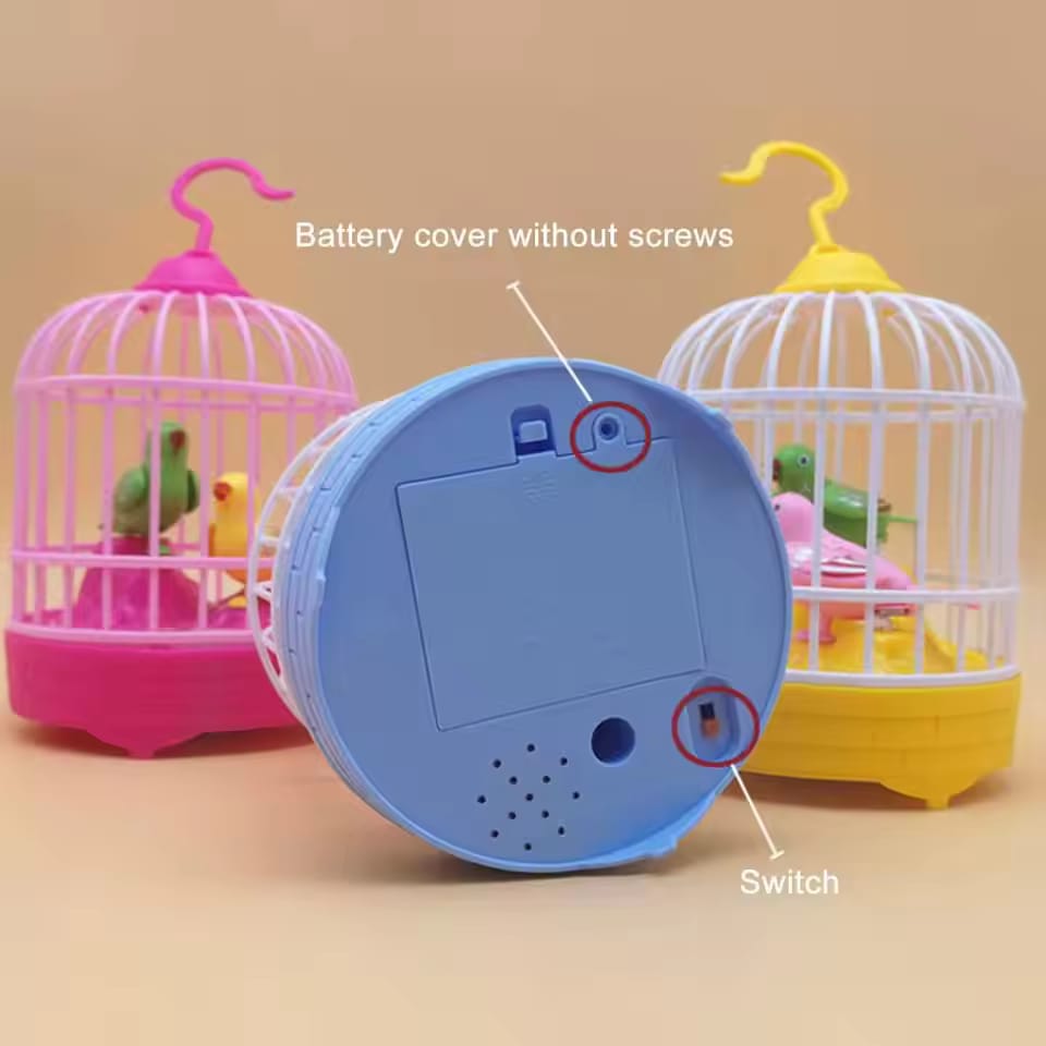 Cell Operated Voice Control Vivid Appearance Birds Cage Toy with Box For Kids and Baby