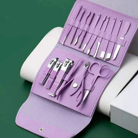 16 PCS Stainless Steel Manicure Pedicure Set | Professional Nail Care Kit
