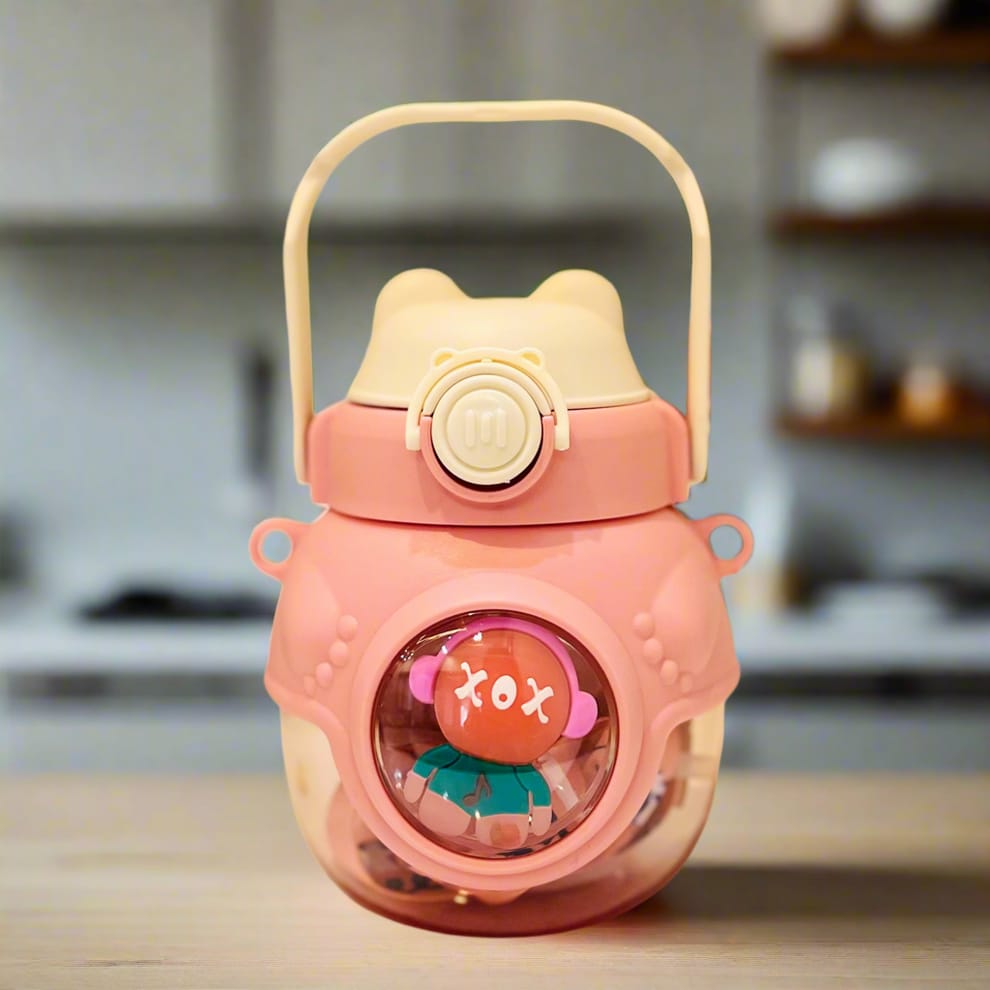 Gugu Bear Water Bottle – Cute Bear Design Tumbler with Straw & Handle | BPA-Free, Leakproof & Aesthetic