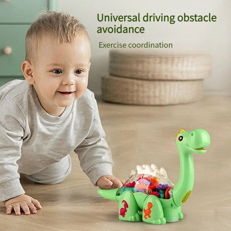 Electric Transparent Gear Dinosaur Toy with Music & Lights – Brachiosaurus for Kids (3–5 Years)