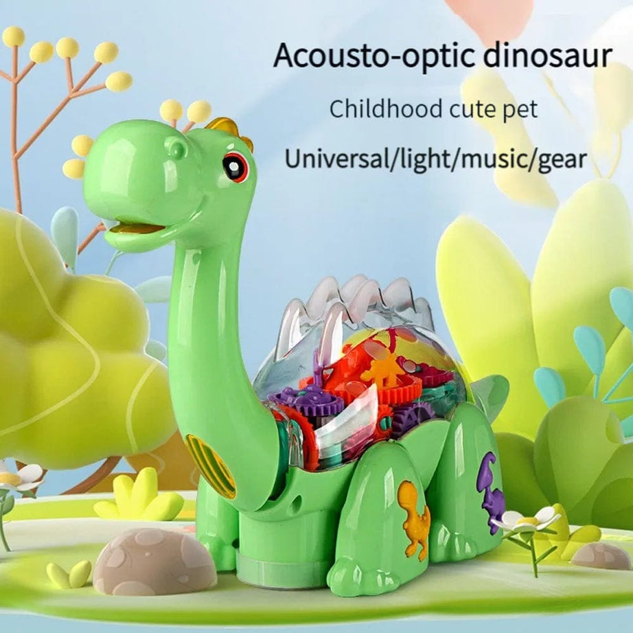 Electric Transparent Gear Dinosaur Toy with Music & Lights – Brachiosaurus for Kids (3–5 Years)