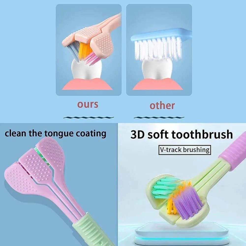 Buy 1 get 1 Free 3-Sided Toothbrush – Soft, Smart & Super Efficient