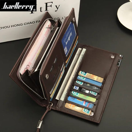 Baellerry Long Leather Wallet for Men