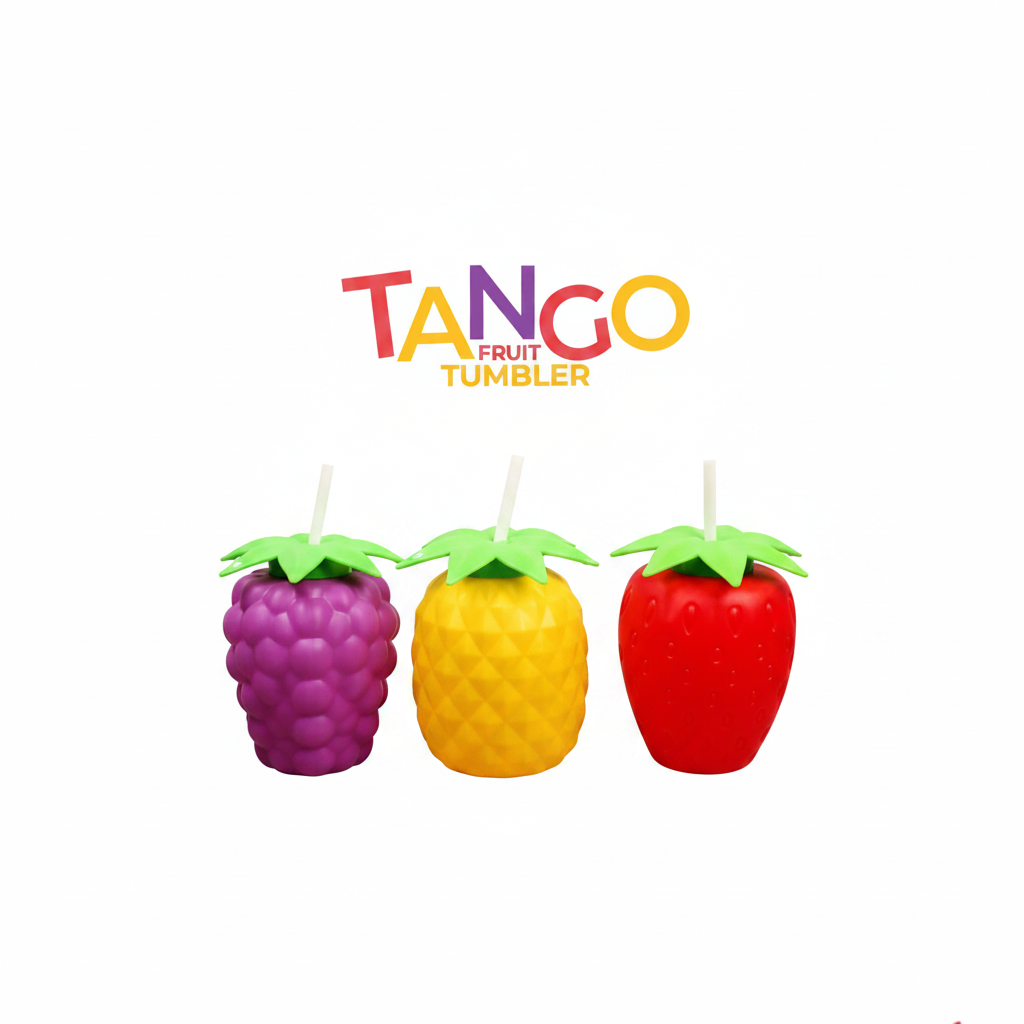 Buy 1 get 2 Free Offer Colourful Fruit Shape Juice Glass with White Straw