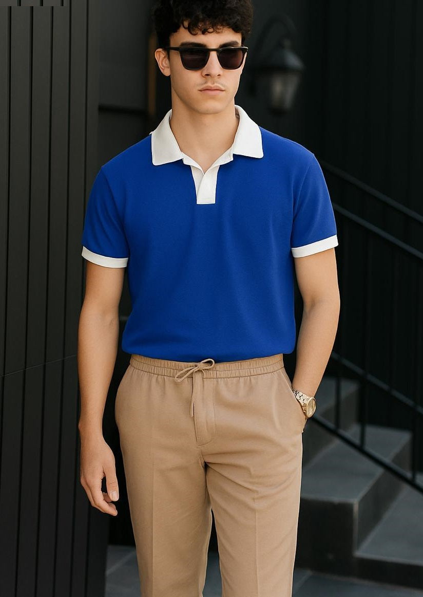 White Coat Collar Polo Shirt