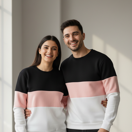 Black Pink and White Block Unisex Sweatshirt