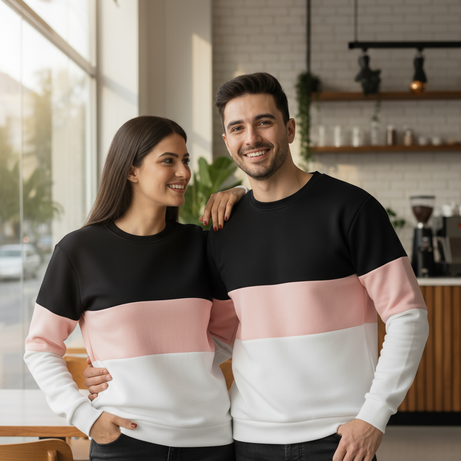 Black Pink and White Block Unisex Sweatshirt