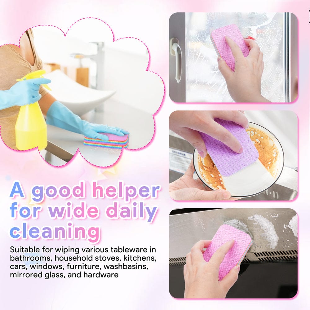 Set Of 3 Cartoon Compressed Kitchen Sponge – Double Sided Dish & Pot Cleaning Wipe