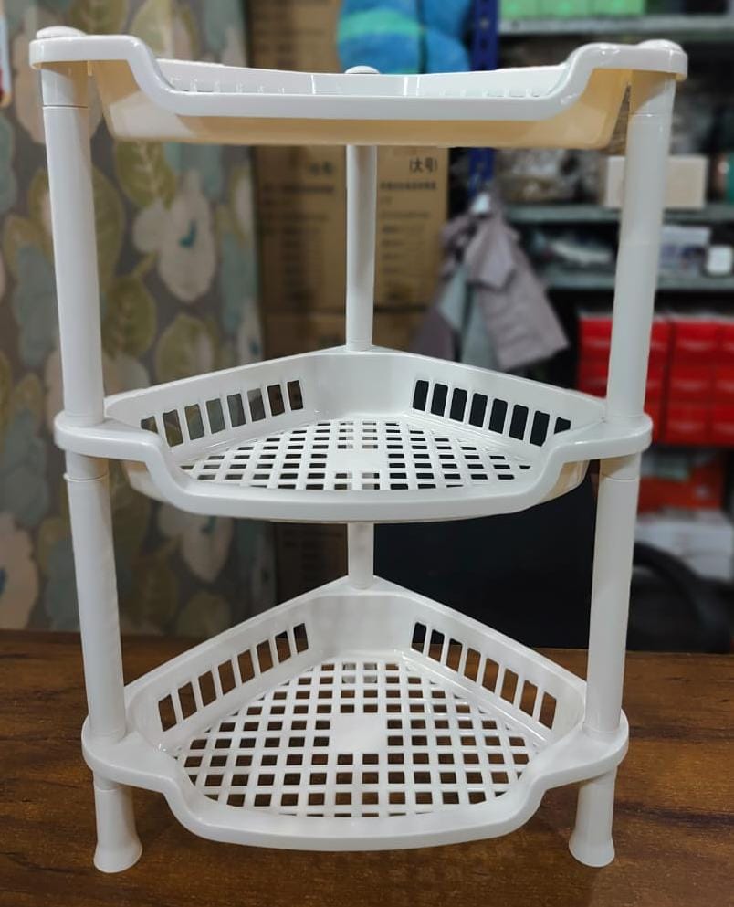 Corner Shape 3-Layer Multipurpose Storage Trolley & Rack