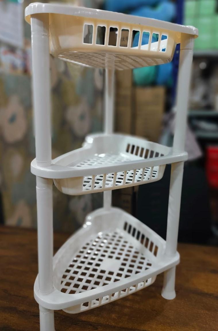 Corner Shape 3-Layer Multipurpose Storage Trolley & Rack