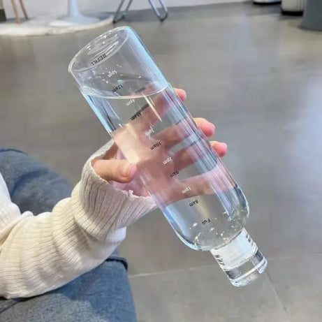 New Plastic Water Bottle with Time Marker – Creative Large Capacity Leakproof Drink Bottle