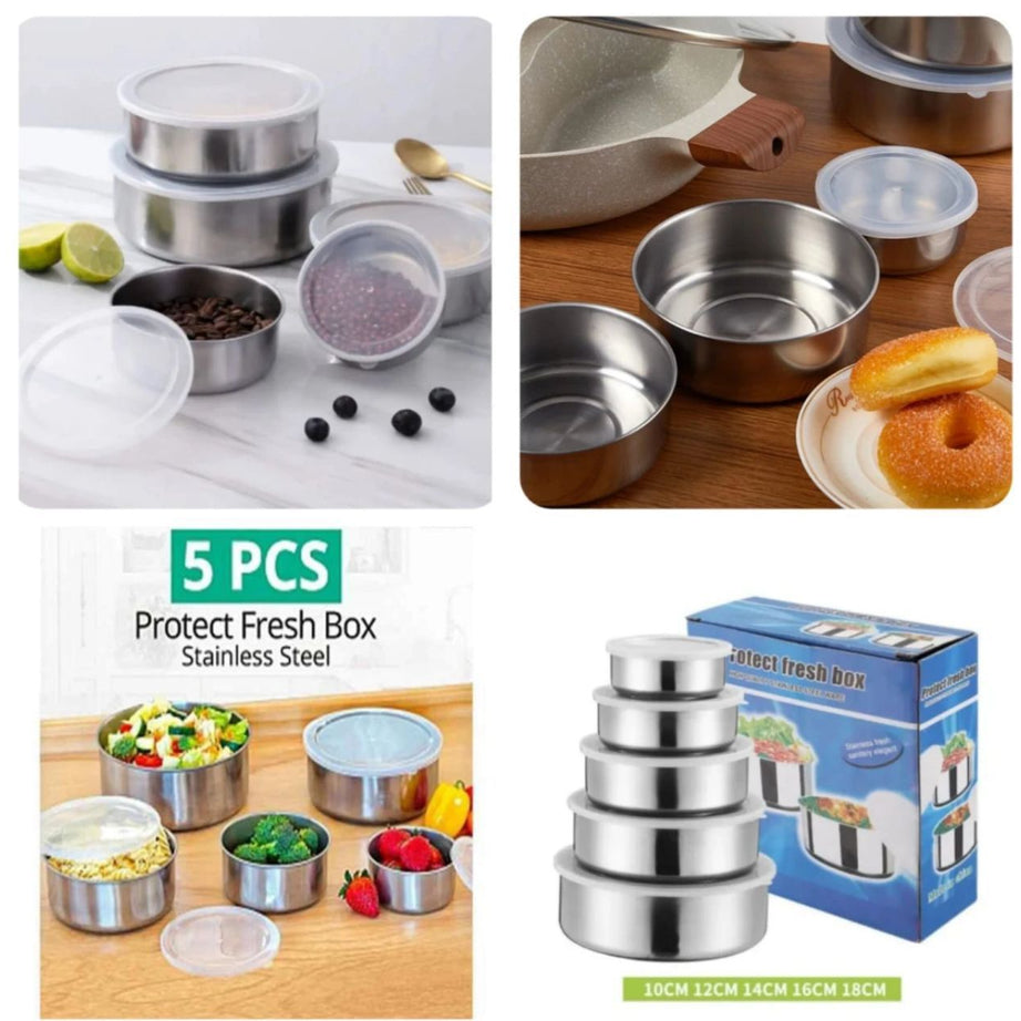 Stainless Steel 5pcs Bowl Set (Box Packing)