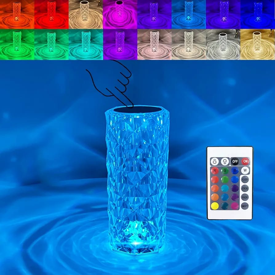 Crystal Table Lamp – 16 Color Touch & USB Powered!