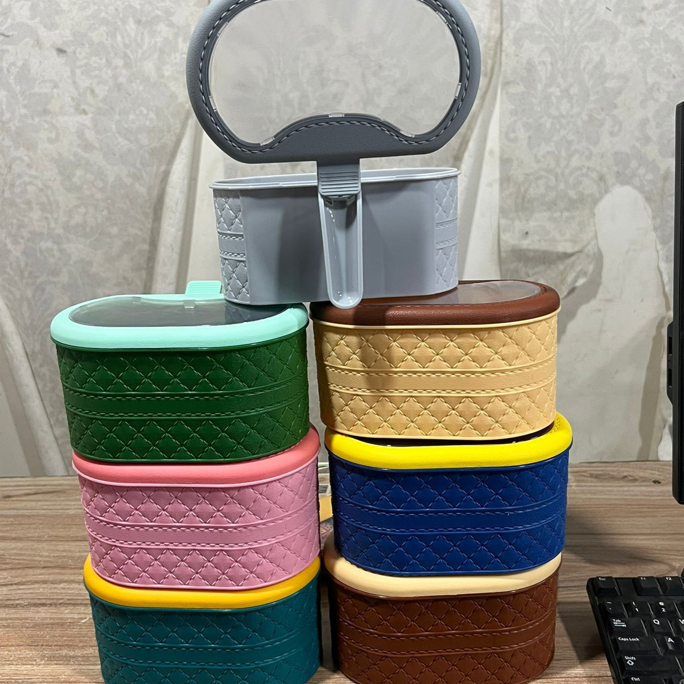 New ClothShape 3 Portion Spice Jar with Spoons Mix/Random colour