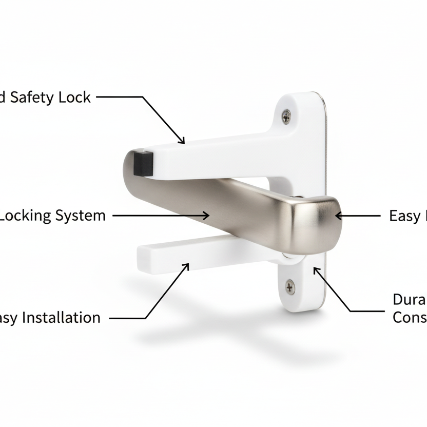 Door Handle Safety Lock – Child Proof Lever Lock | No Drill Door Lock