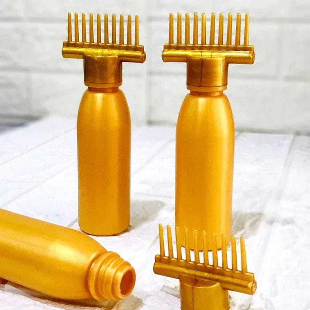 (Pack of 2) Multipurpose Yellow Hair Oil Applicator Comb Bottle