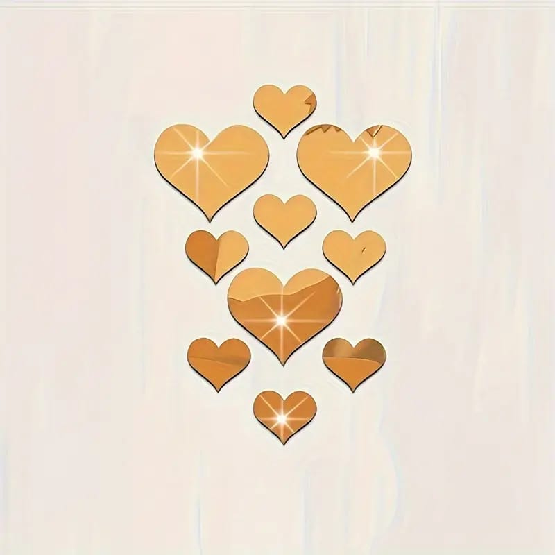 3D Stereoscopic Love Acrylic Mirror Heart Wall Stickers Decals Set for Home Decoration