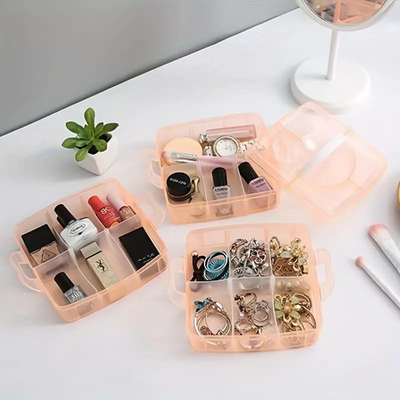 Adjustable Stackable Rectangular Plastic Storage Box Organizer with Dividers and Removable Compartments for Beading Jewelry Making Craft Art Hair Accessories and Supplies in Casual Style