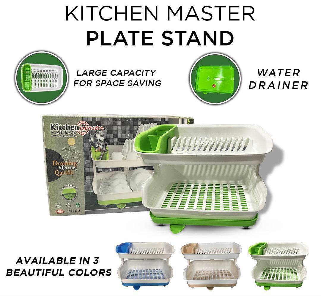 Portable Master Plastic Double Layer Utensils Dish Drainer Plate Stand Storage Organizer Rack with Box For Kitchen