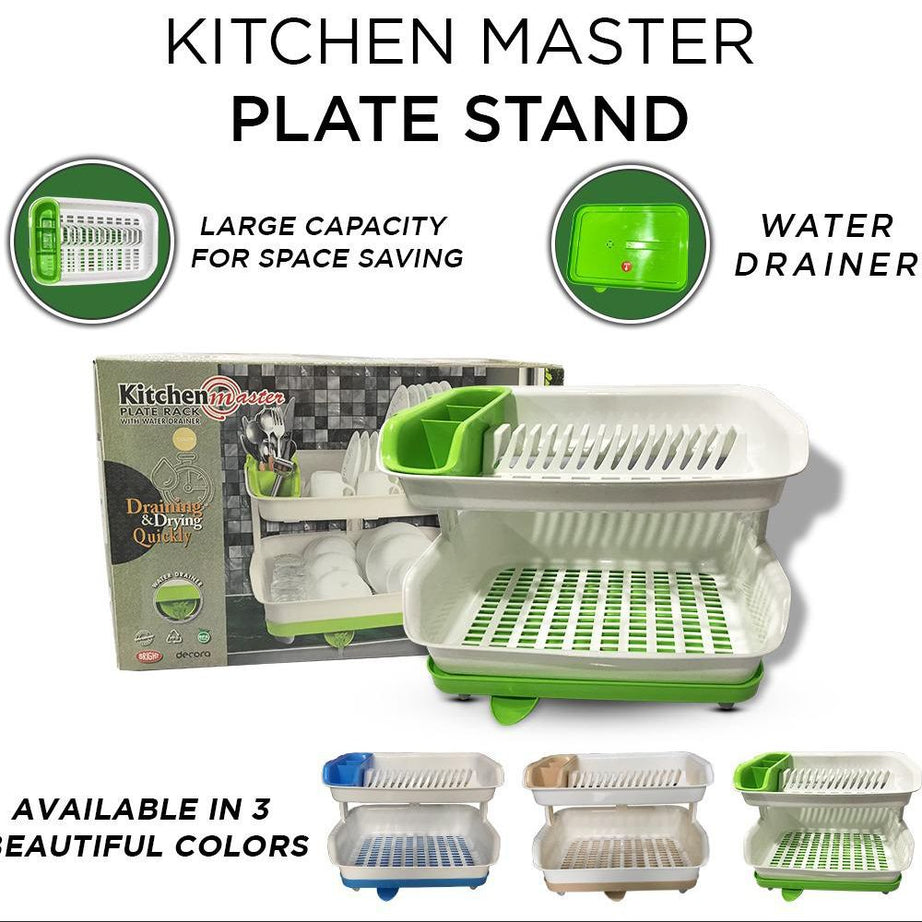 Portable Master Plastic Double Layer Utensils Dish Drainer Plate Stand Storage Organizer Rack with Box For Kitchen