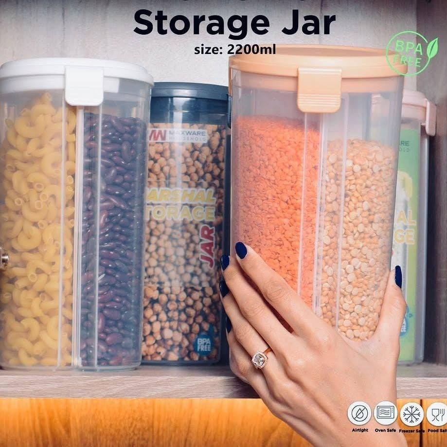 New 3 In 1 Marshal Storage Jar 2200ML For Food Storage Organizer Use in Home and Outdoor