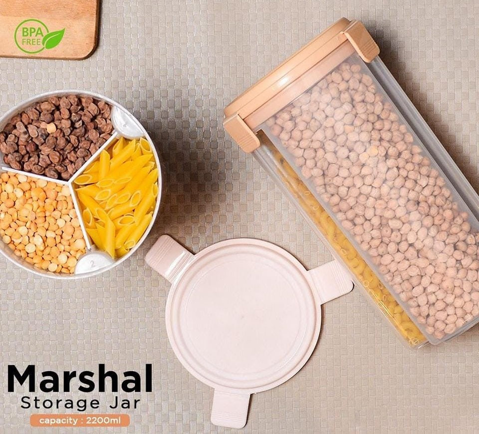 New 3 In 1 Marshal Storage Jar 2200ML For Food Storage Organizer Use in Home and Outdoor