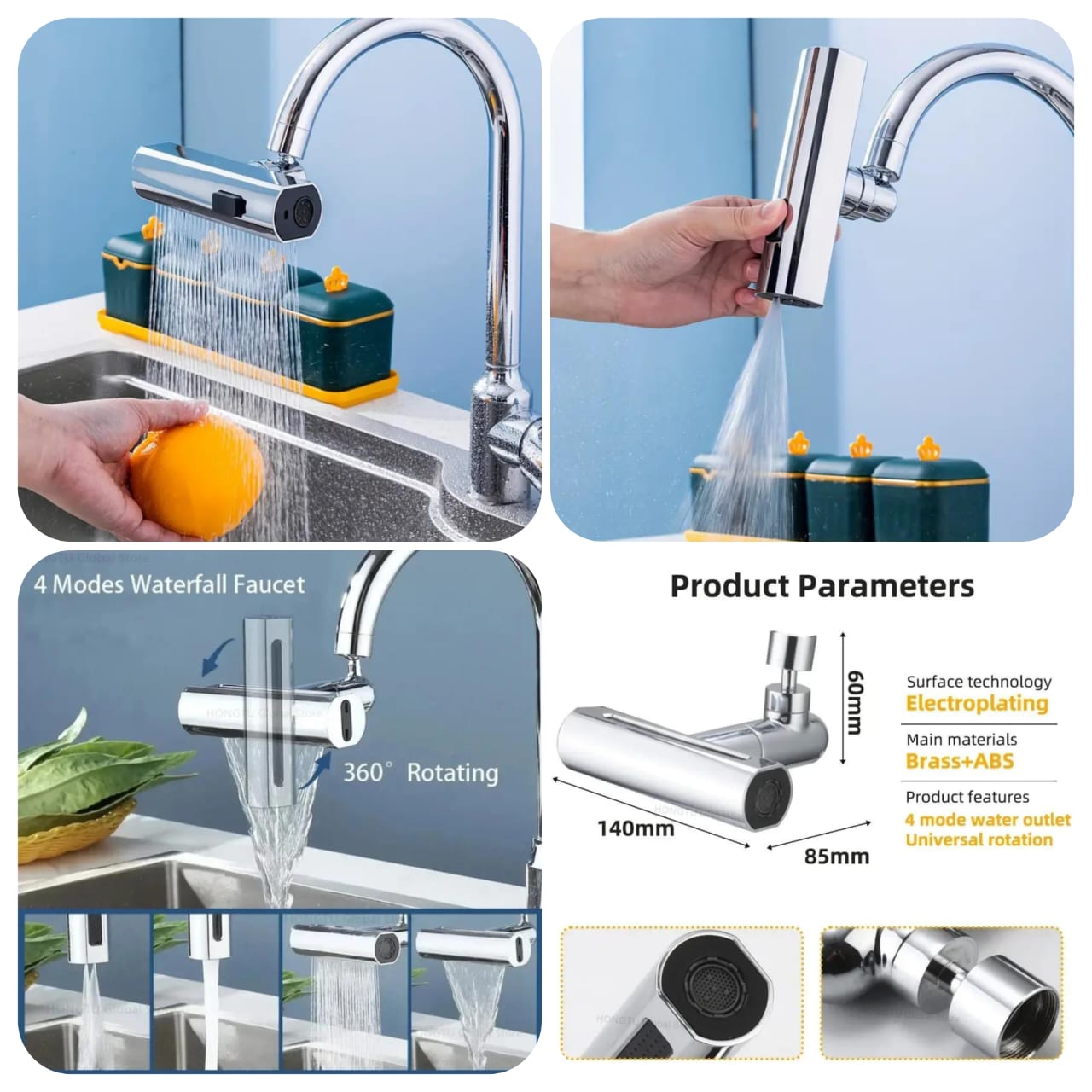 Multifunctional 360 Degree Rotatable Universal Shower Head with 4 Adjustable Water Flow Modes for Enhanced Experience