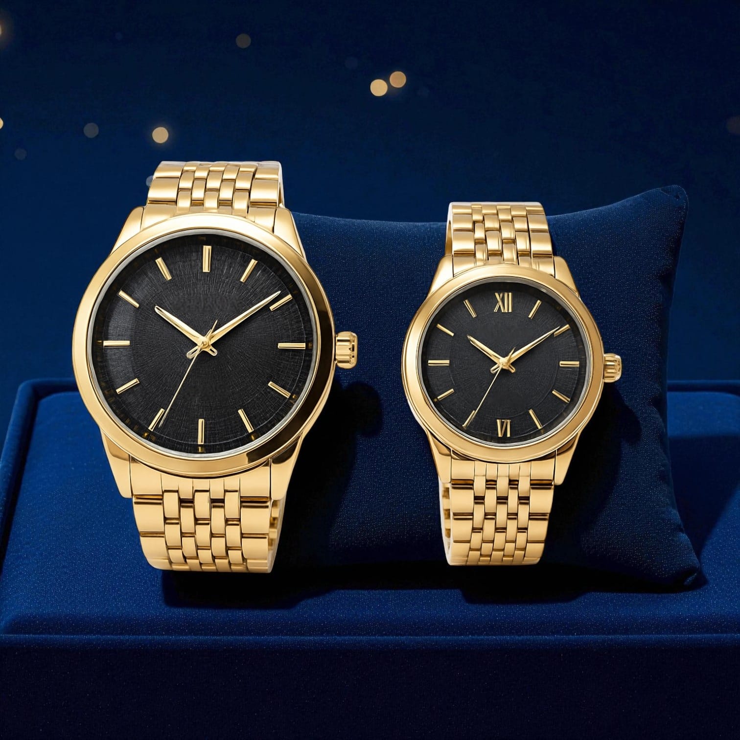 LuxeBond Gold-Black – Couple Watches Set