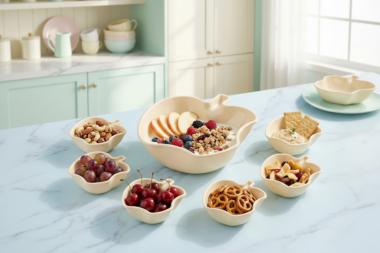 Apple Bowl Set 7 in 1 – Premium Serving Bowls for Snacks, Fruits & Dips