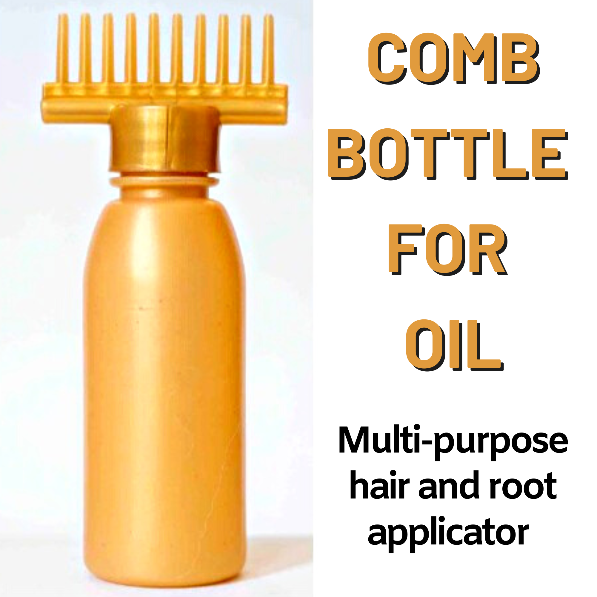 (Pack of 2) Multipurpose Yellow Hair Oil Applicator Comb Bottle