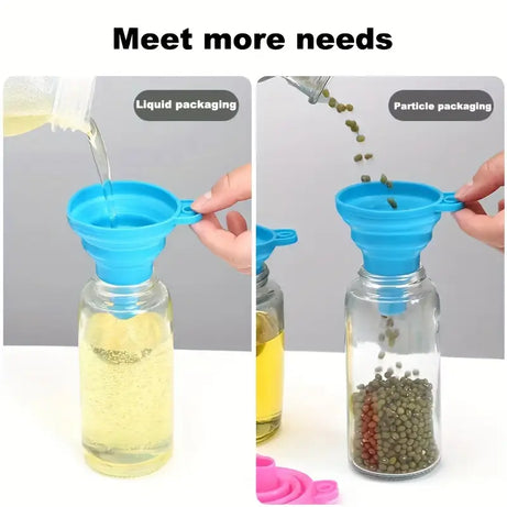 (Pack of 3) Foldable Silicone Small Food Grade Funnel for Filling Water Bottle Kitchen Liquid Transfer Hopper Tool