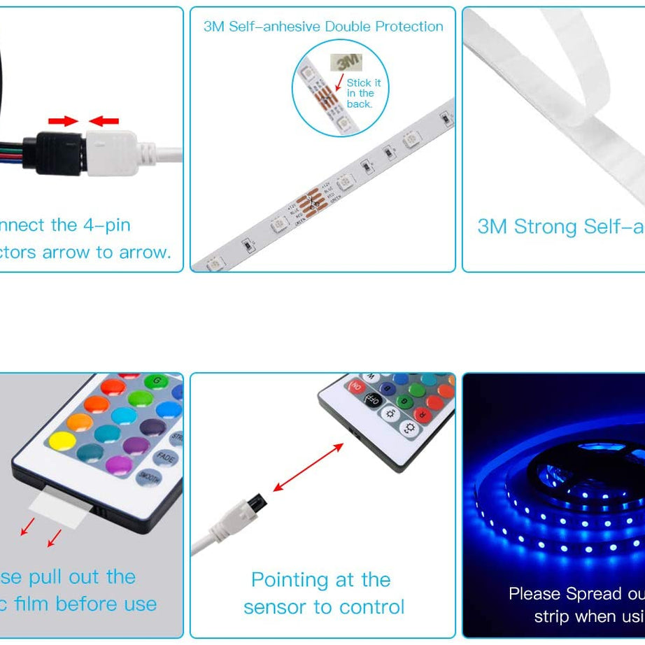RGB 300 Color Led Strip Lights with Remote & Power Supply