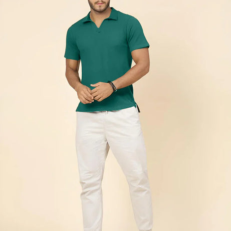 Premium Waffle Knitted Polo – OLIVE GREEN