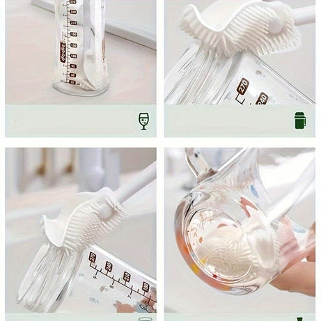 (Pack of 2) Long Handle Silicone Bottle Cup and Jars Cleaning Brush For Home and Outdoor Use